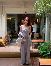 Casual Solid Color Wide-Leg Sling Jumpsuit